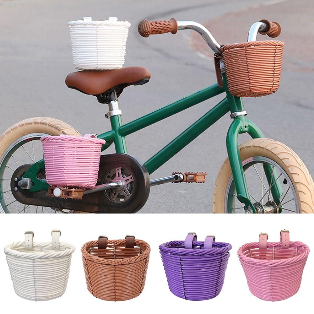 Retro Woven Front Riding Basket 7 Styles Walking Tool Storage Basket