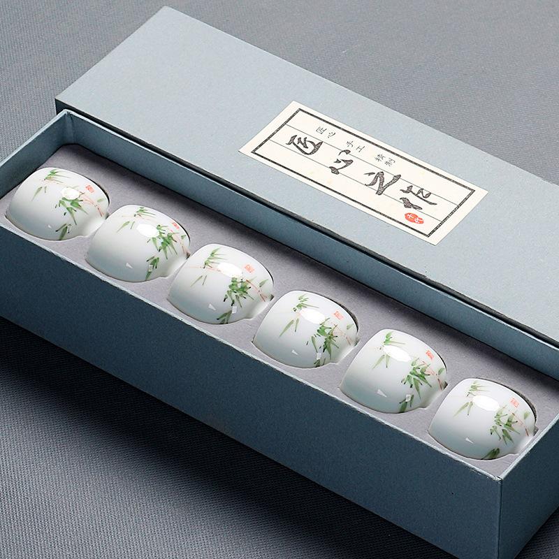 Chiyo tea tea cup ceramic hand-painted Kung Fu tea set teacup 1 pack household blue and white porcelain small tea bowl gift box