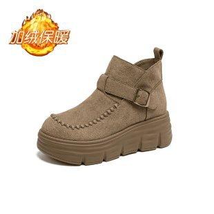 Fashion platform Martin boots women's autumn and winter new British style retro heightening casual warm short boots women's shoes