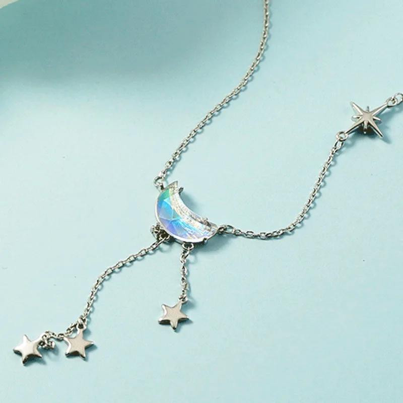 BFCLUB Silver Color necklace Moonstone Bead Necklaces & Pendants For Women Handmade 925 Sterling Silver Fashion Jewelry