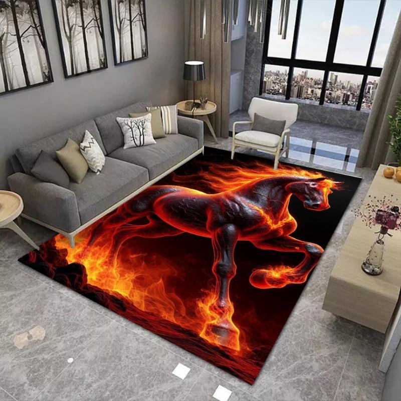 

Flame War Horse Large Area Rug Non-Slip Wear-resistant Carpet for Living Room Bedroom Soft Floor Mat Home Decorate Fashionable 40x60cm