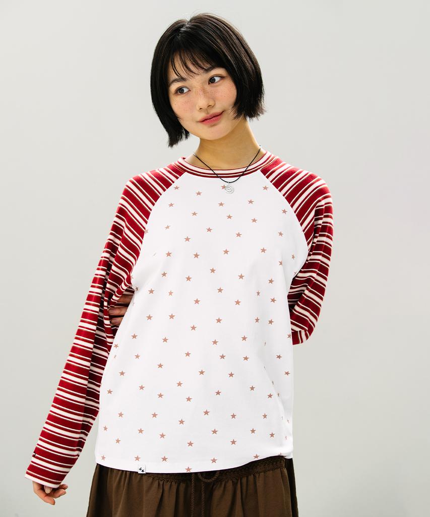 CAVISH Striped Star Raglan Ls Tee White(Cv2Gsft550A)
