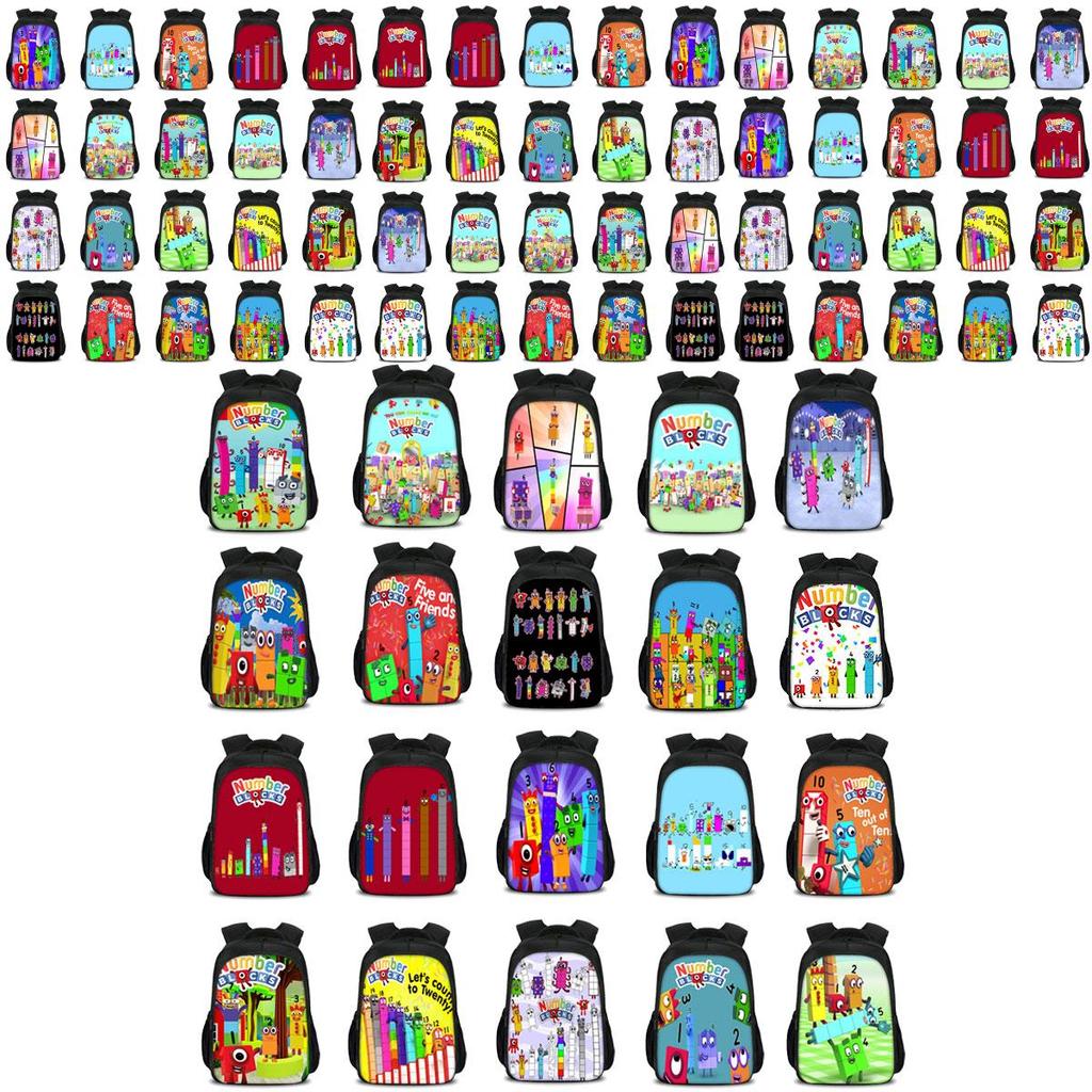 Plecak dla dzieci chłopców dziewcząt Numberblocks Torba szkolna Plecak podróżny Duża pojemność Wytrzymały materiał nylonowy Przestronna pojemność 20 l Wiele przegródek
