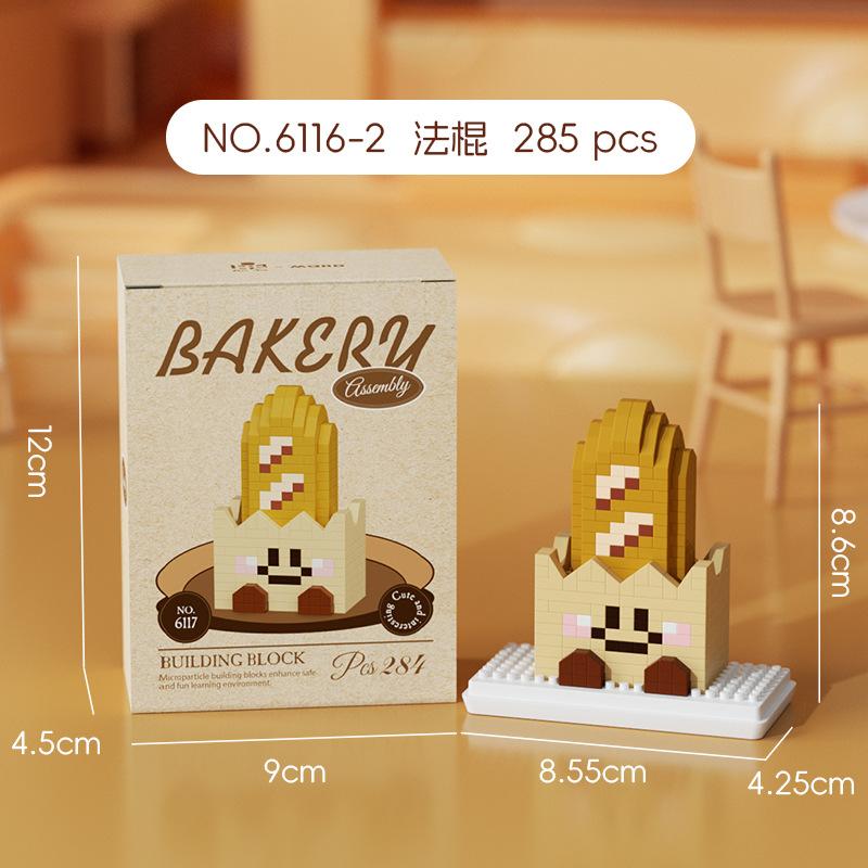 Compatible Building Blocks Bread Head Series Baguette Sandwich Swiss Roll Realistic Food Assembly Toy Figurine