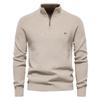 Men's Sweater Half High Neck Zipper Solid Elastic Slim Fit Long Sleeve Pullover Casual Business Men Knitted Pullover Sweater