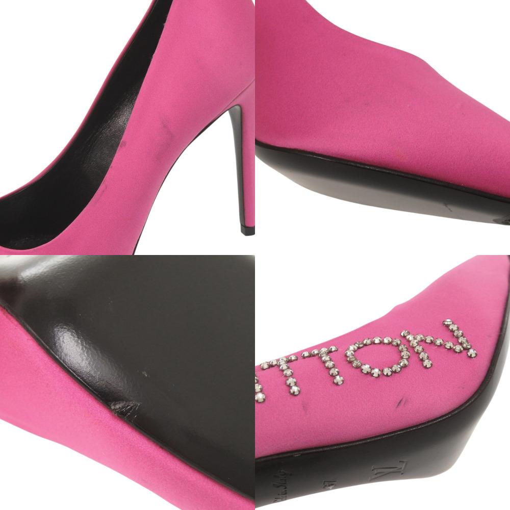 Gebrauchte AUTHENTISCHE LOUIS VUITTON callback Linie Pumps Rosa Satin/Strasssteine