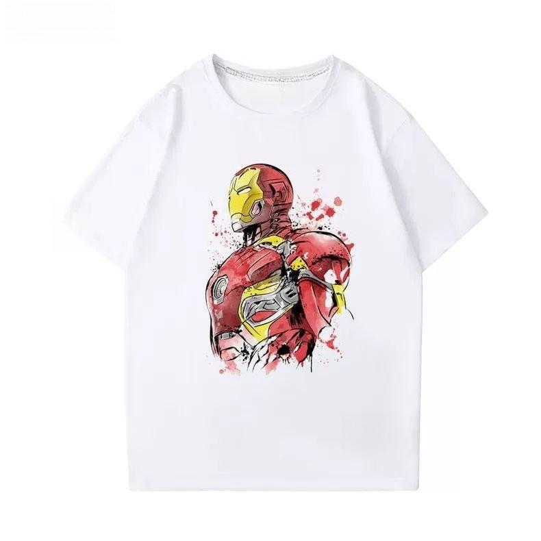 2026 New Fun Trend Cartoon Iron Unisex Print Fashion Spring Unisexs Short Sleeve ParentChild Loose and Comfortable TShirt