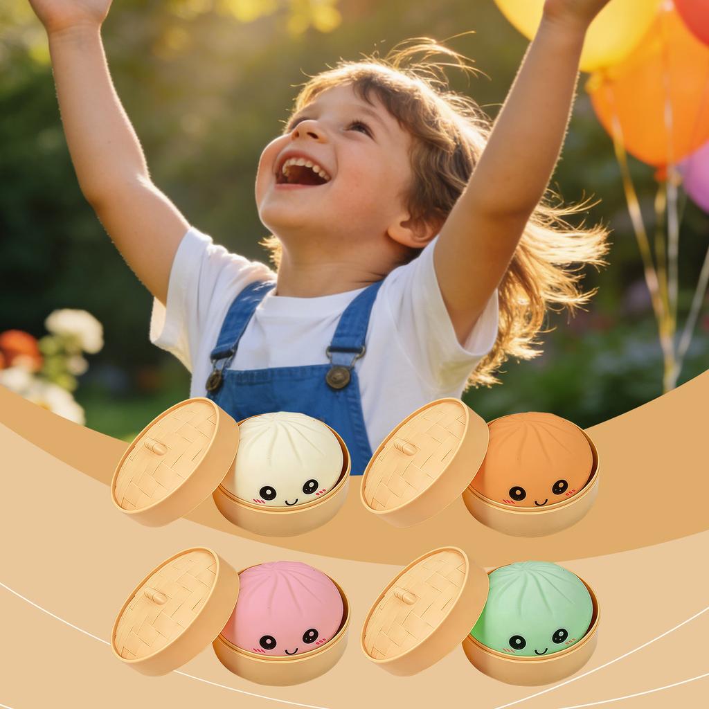Cute Hot Vibrant Multi-Colored Dumpling Squishes Stress Balls Reusable Low Rebound Decompression Toys Dough Ball Unique Home Decoration Gifts