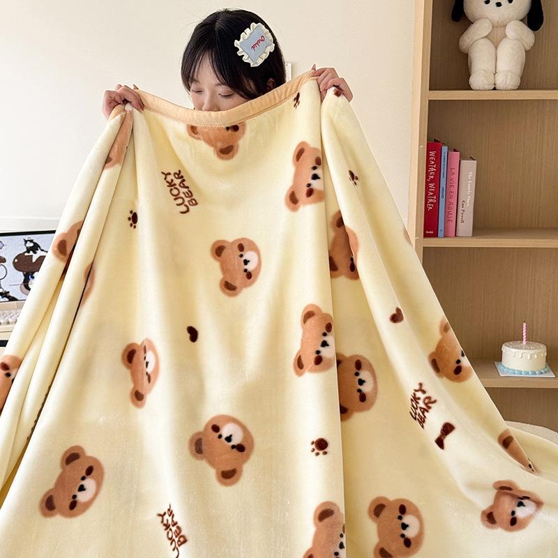A-Class Double-Sided Printed Milk Velvet Blanket: Thickened Nap & Air Conditioning Sofa Cover