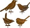Retro Rusted Iron Garden Ornament: Four Little Birds Silhouette