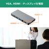 Sanwa Supply USB Docking Hub LAN and Card Type-C (with VGA, HDMI, Port, Reader) USB-3TCH13S2