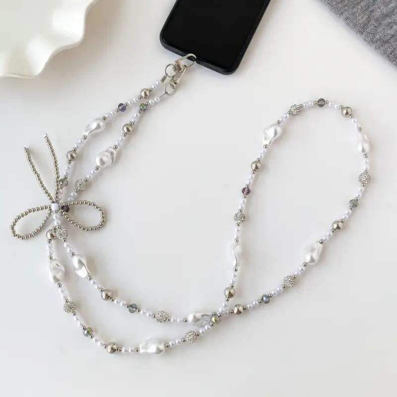 1PC Elegant Pearl Bead Crossbody Phone Chain Stylish Butterfly Charm Durable Beads Accessory Decorative Bead Chain Charm Design