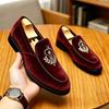 Men's embroidery one-pedal men's shoes breathable and non-smelly feet casual leather shoes summer