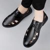 Men's Leather Sandals Moccasins Men Business Dress Sandals Italian Style Handmade Leather White Black Office Shoes Men Sandalias