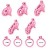 New Pink Male Chastity Cage Lock Cock Device Kit With 4 Arc Penis Rings Sex Toys For Men Gay Scrotum Adult Games Sex Shop 18+