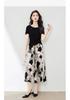 Light luxury temperament set, fashionable and western-style short sleeved printed skirt and pants two-piece set