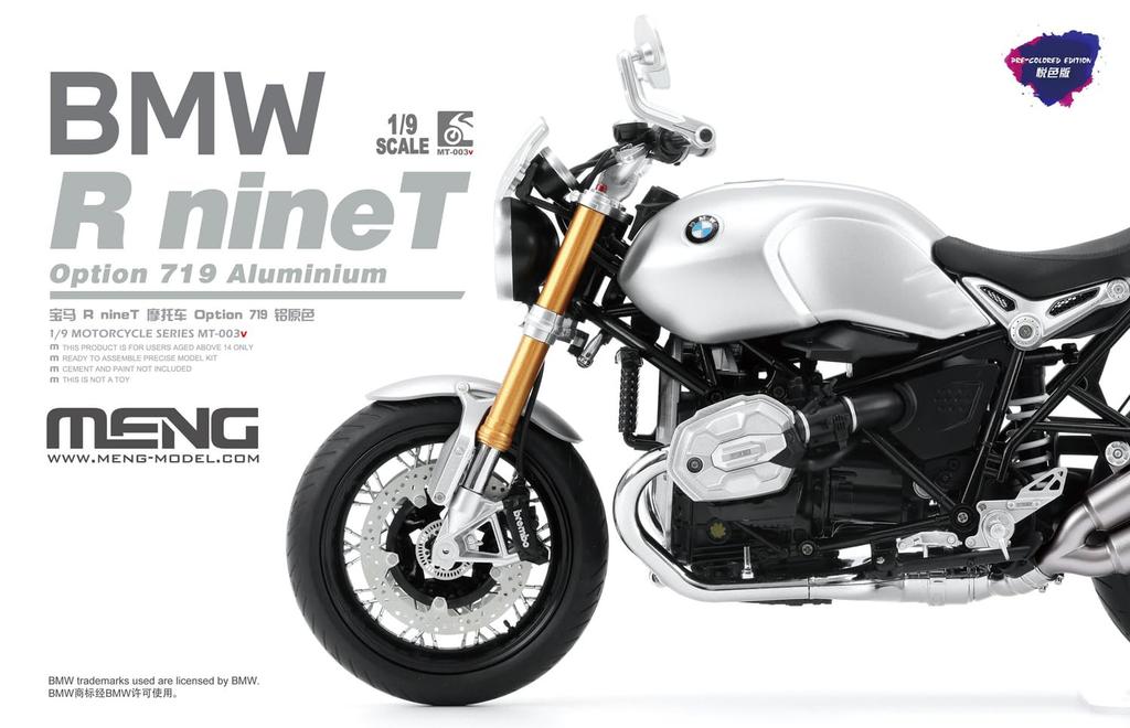 GSI Creos Monmodel Scale BMW R nineT Option 719 Aluminum Molded Plastic Model 1/9 (Multicolor Version) MMT-003V (Motorcycle)