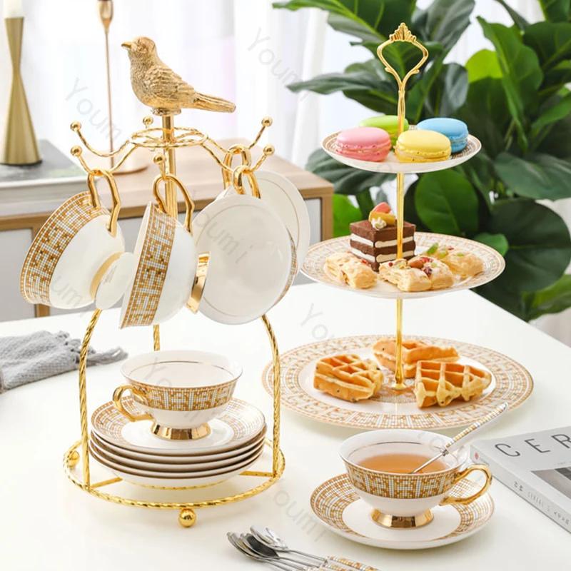 Vintage Luxury Coffee Cups Highend Afternoon Tea Exquisite Cup and Plate Set Household Tableware Ceramic Cup Gifts for Friends