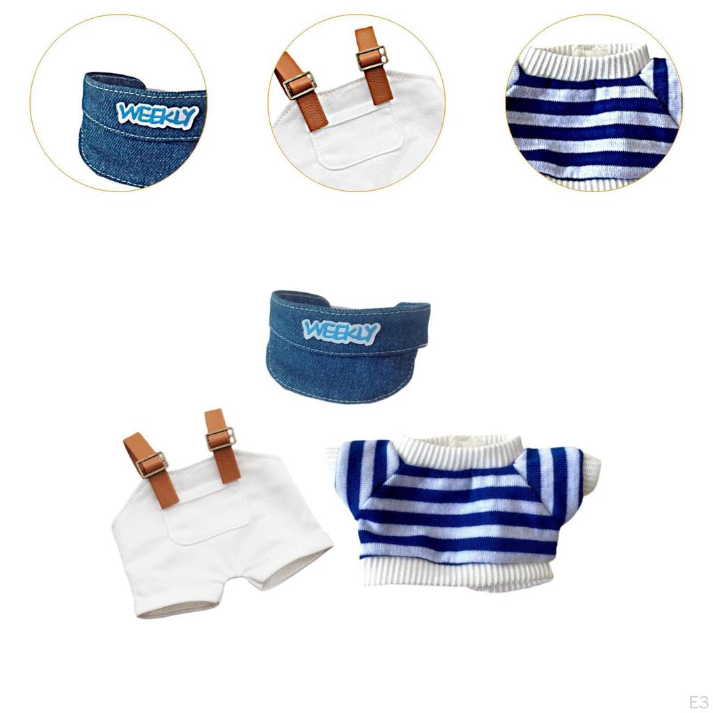 15 cm 17 cm Ubrania dla lalek pluszowych Outifity Kreskówkowe rekwizyty do zdjęć Ogrodniczki i kapelusz Dziewczynka