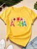 Aloha With Tropical Flowers Unisexs Sports Short Sleeve Tshirt Summer Short Sleeved Harajuku Streetwear Tops Aesthetic Clothes