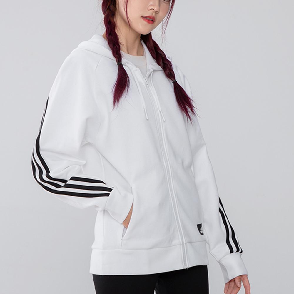Adidas Three Stripe Running Hooded Jacket Women Jackets White H57293