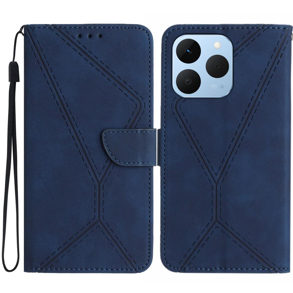 For Realme 15T 5G Case Skin Touch Lines Imprinted PU Leather Flip Phone Cover