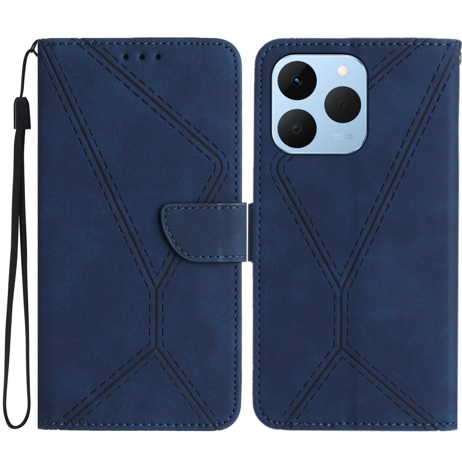 

For Realme 15T 5G Case Skin Touch Lines Imprinted PU Leather Flip Phone Cover