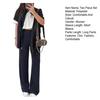 Women's Two Piece Outfit Casual Full And Wide Leg Pants Short Sleeve Shirt Set Casual