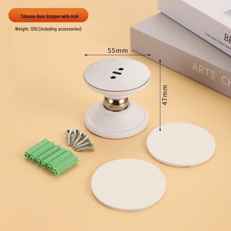 Magnetic Silicone Door Stopper: No-Drill, Anti-Collision Mini Stop for Wooden Bedroom Doors, Windproof Design.