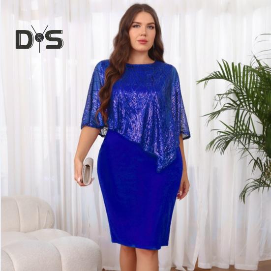 Ärmelloses Damen-Umhangkleid mit Paillettenbesatz Übergroßes Pailletten-Bodycon-Bleistiftkleid Damen Abend-Midikleid