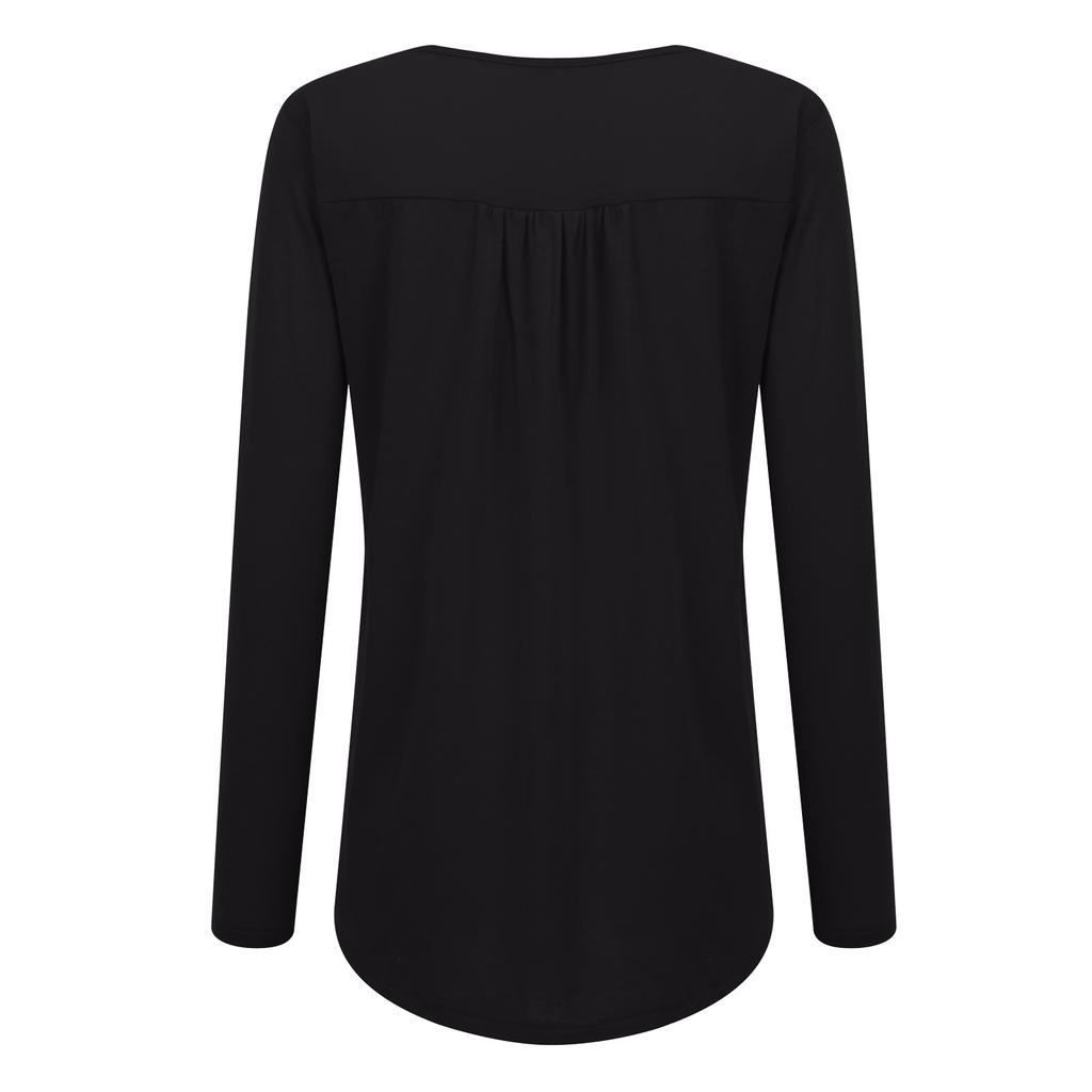 Fashion Women's  Long Sleeve Round Neck Lace Loose Soft Comfortable Elastic Tops