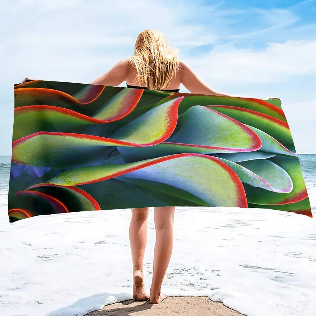 Succulent Plants Bath Towels Soft Bathing/Beach/Camping Towel Large Size Sandless Beach Bath Pool Towel for Women Men Girls Boys