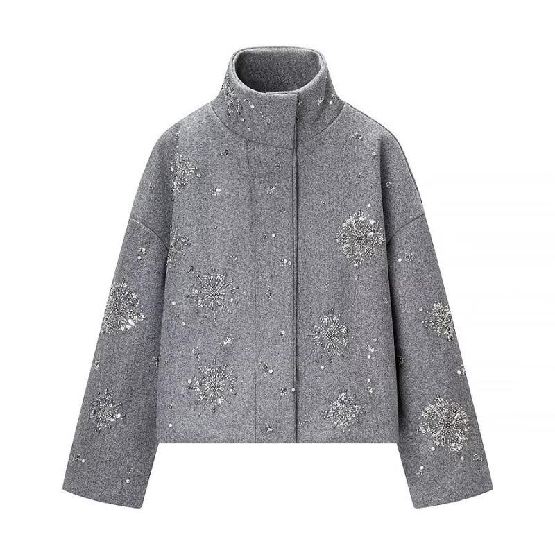 2025 Winter European & American Style Sequin Woolen Jacket