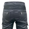 New product locomotive rider straight cycling pants anti-drop pants motorcycle waterproof windproof leather pants multi-bag overalls