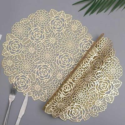 Modern GOLD PVC Round ROSE Placemat 37cm