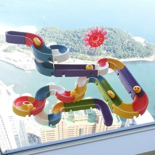 Haeneul Water Slide Way DIY Baby Bath Lek Vattenleksak Koreanska barnleksaker