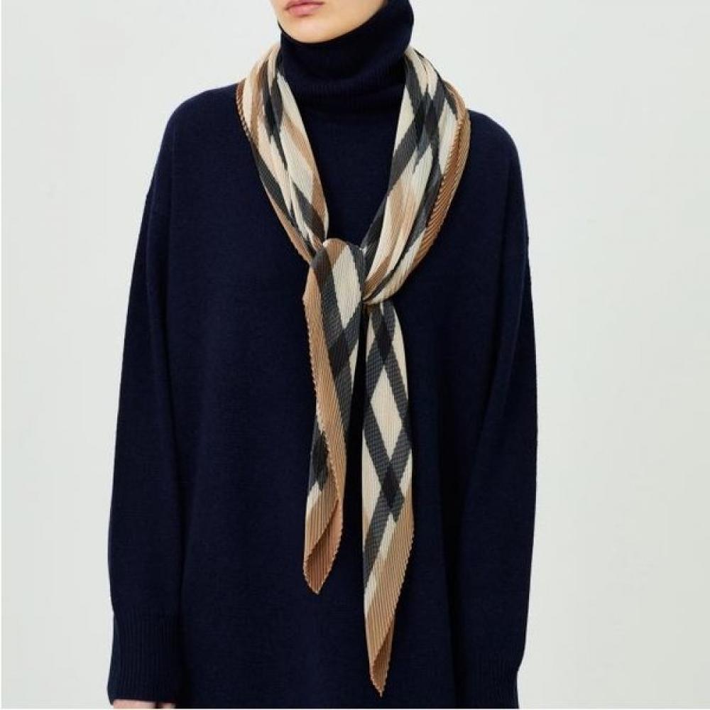 Daks Brown Check Medium Pleats Scarf Dcsc2e517 Single option
