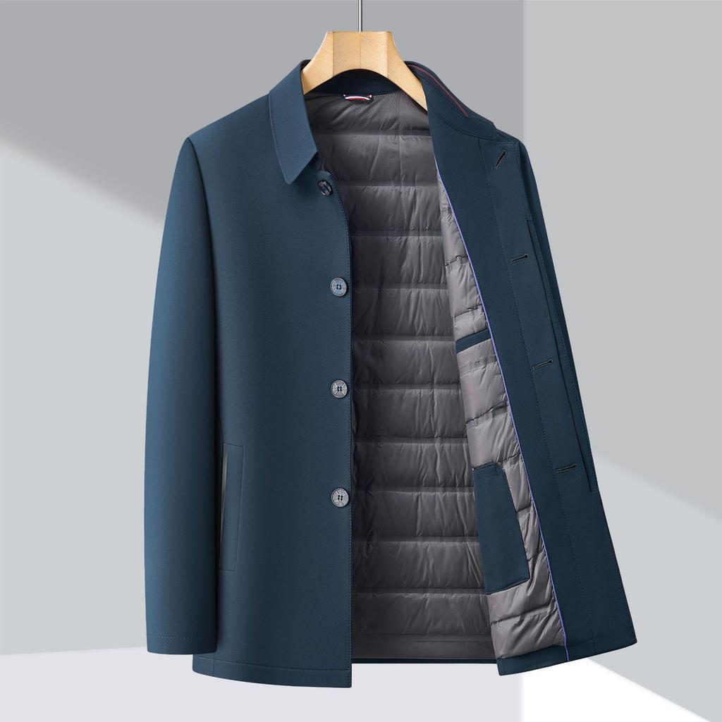 Counter Men's Mid-Age Business Casual Lightweight Warm Down Jacket with Turn-Down Collar