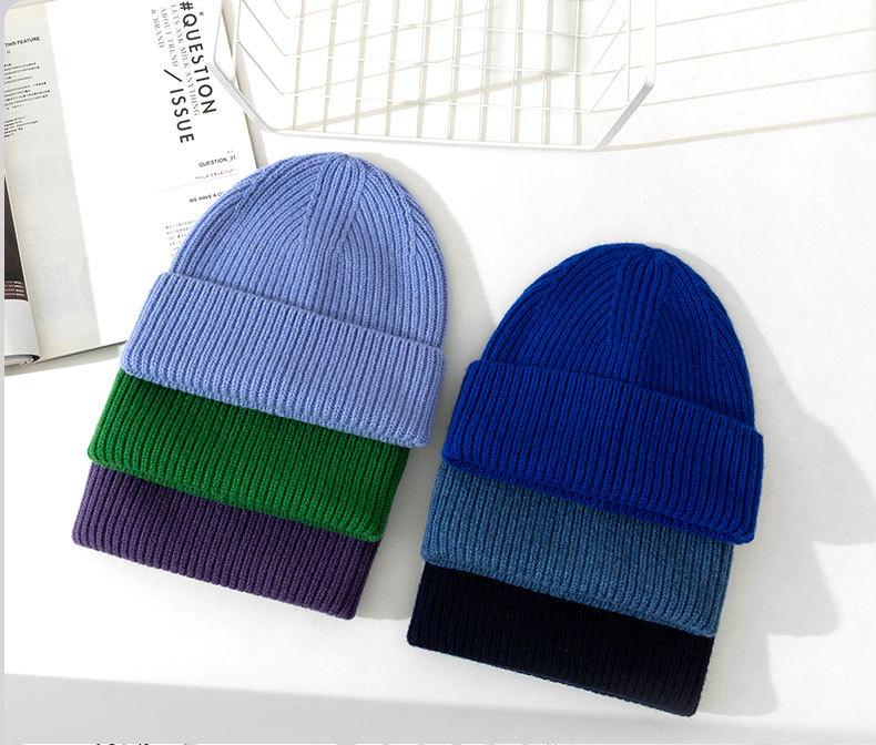 Classic Ribbed Knit Beanie-Unisex 100% Wool Hat for Autumn/Winter Business & Travel One Size Fits Most