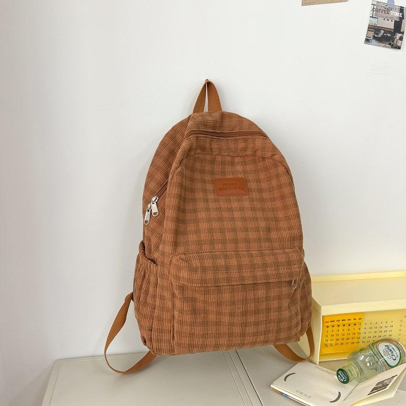 Schoolbag Japanese Campus Autumn and Winter Retro Plaid Backpack Junior High School Schoolbag Niche Large Capacity College Student Class Backpack