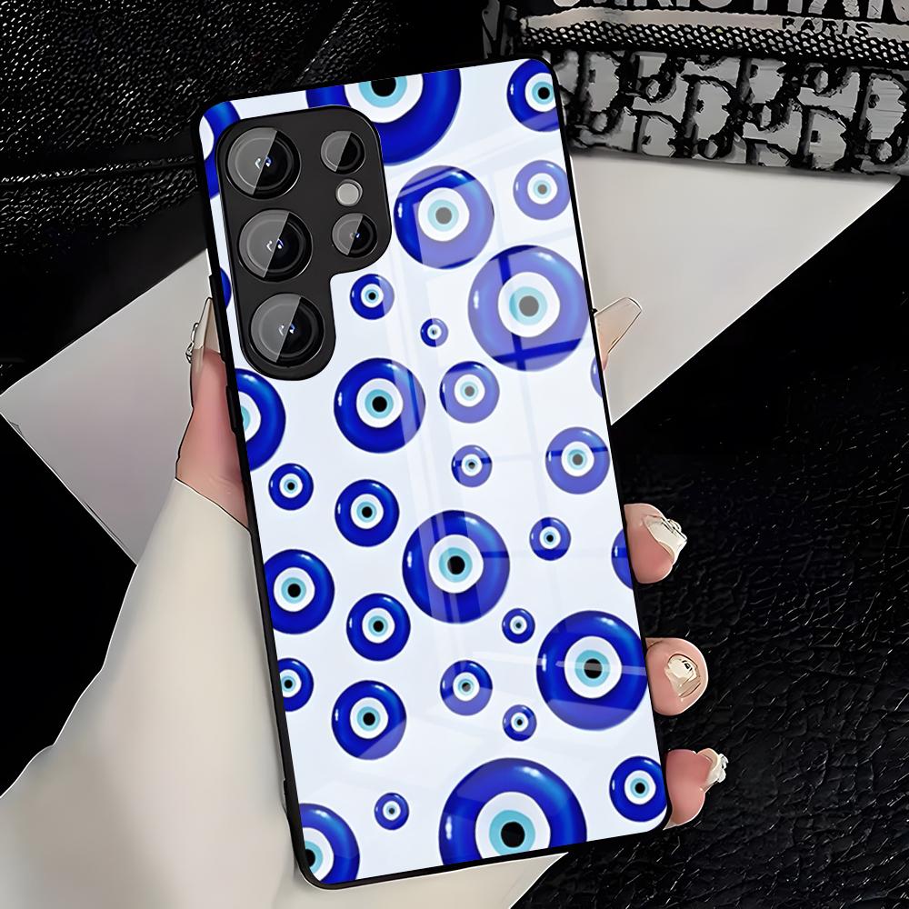 Lucky Blue Evil Eye Phone Case For Samsung S26 S25 Plus S20 S20 Plus S22 Ultra S23 FE S21 Plus S21 Ultra Glass Cover