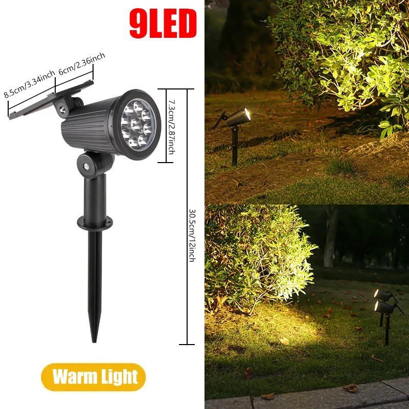 Outdoor LED Solar Spotlight Light 9LEDs Brightness Adjustable Spot Light IP65 Waterproof Garden Backyard Lawn Light Decotation