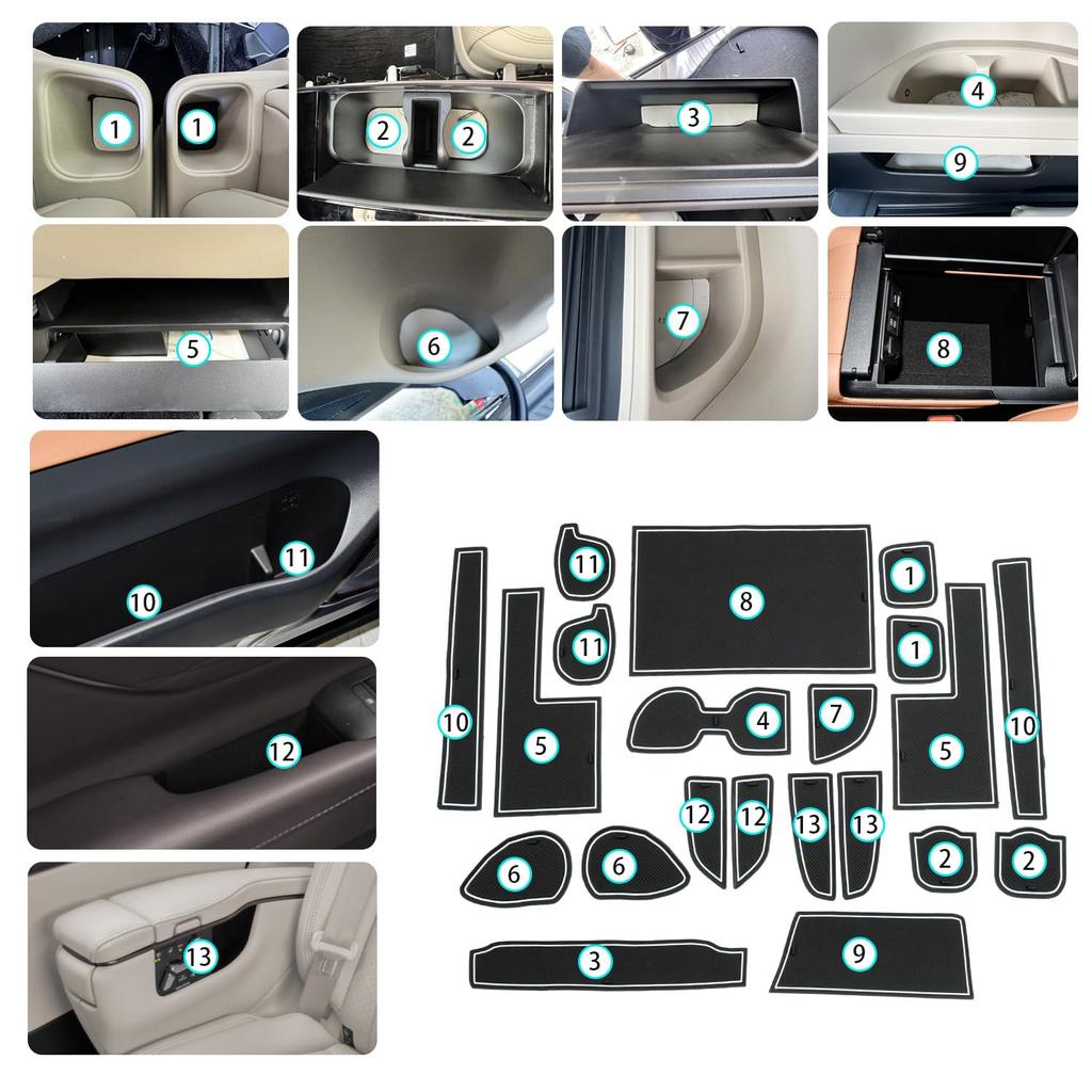 ruiya New Toyota Alphard 40 Series Vellfire 40 Series Exclusive Rubber Mat Interior Rubber Mat Door Pocket Mat Sheet Accessory Pocket Mat Scratch