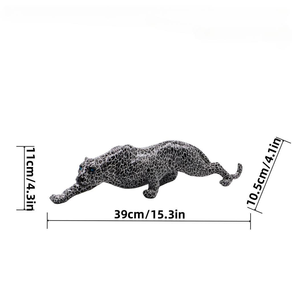 Cheetah Statue Home Decor Leopard Sculpture Resin Sitting Panther Figurine Desktop Table Top Ornament Home Office Decoration