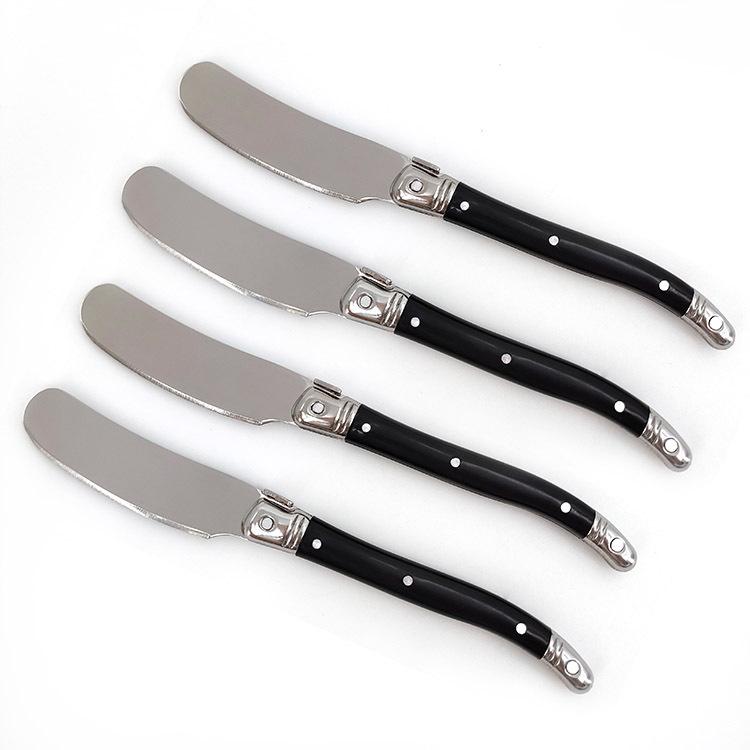Stainless Steel Cream Knife, Black Plastic Handle Butter Knife, Western Tableware Small Jam Knife