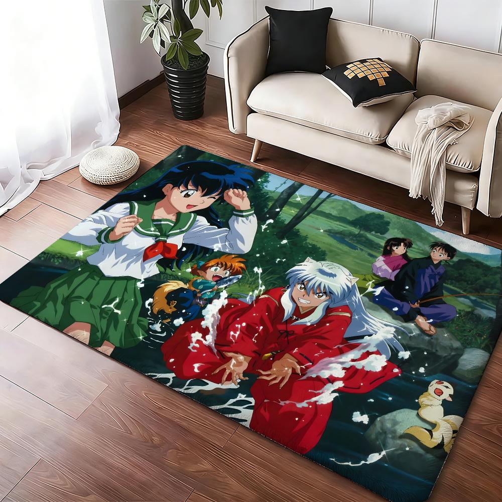 Anime I-Inuyasha Floor Mat Soft Thickened Absorbent Non-Slip Bedroom Living Room Door Mat Home Decor Flannel Rugs
