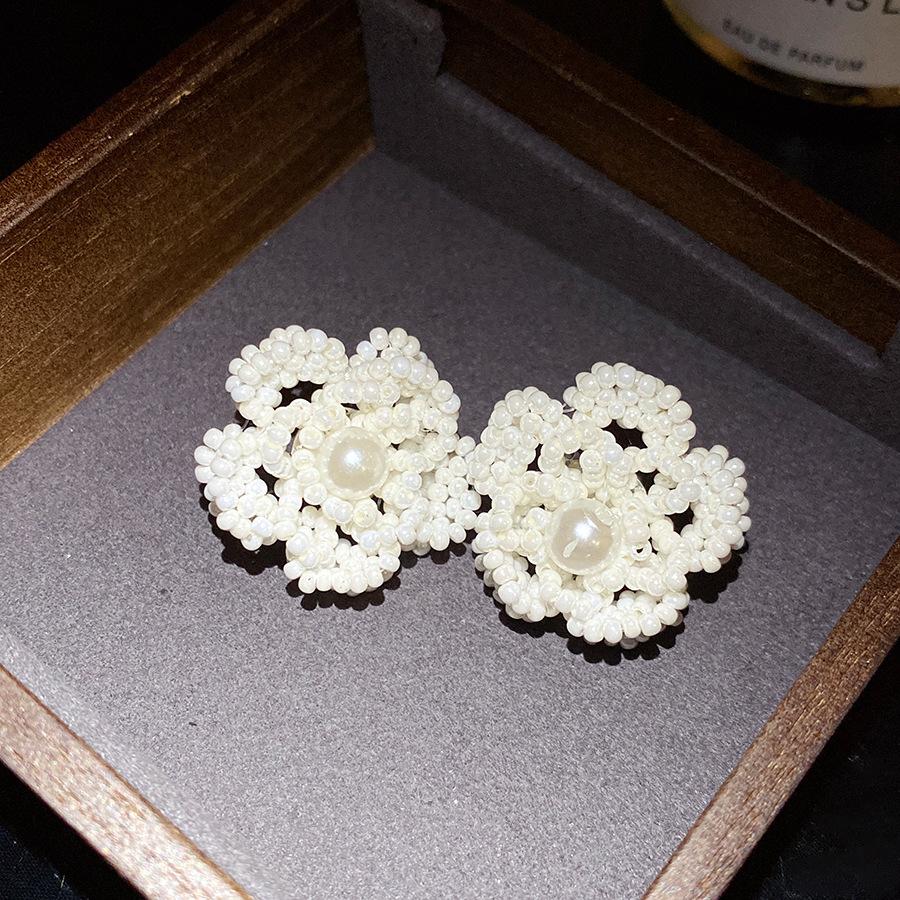 Glass Pearl Flower Earrings Sweet Exquisite Jewelry