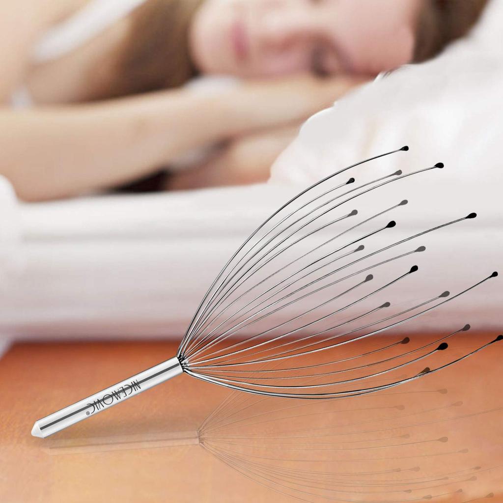 NICEMOVIC Scalp Head Massager, 2-Pack with 20 Fingers, Scalp Head Scratcher for Hair Stimulation and Body Relaxation (Silver & Silver)