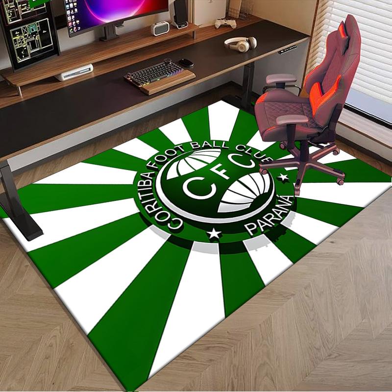 Green Football Club Emblem Printed Area Rug for Office, Chair Rug, Decorative Carpet Floor Mat, Large Size Fan gifts Christmas gifts