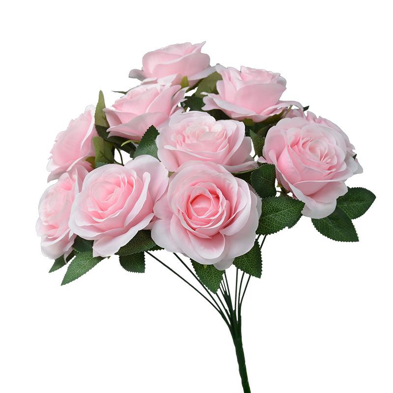 Artificial Dutch Rose Bouquet: 10 Heads for Wedding Hall & Bride's Decoration